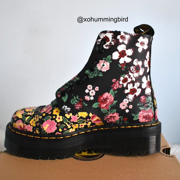 Dr. Martens | Sinclair Floral Mash Up Leather Platform Boots - Picture 10 of 16